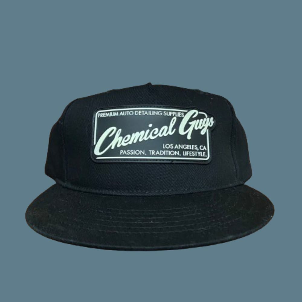 Chemical Guys Car Detailing Supplies Black Rubber Logo Snapback Hat Cap Men's OS